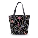 Black Multicolor Satin Charms cnad Chain Print Tote Bag - Gucci
