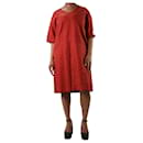 Rust orange short-sleeved linen dress - size UK 14 - Autre Marque