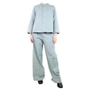 Ensemble pantalon large et chemise bleu marine - taille UK 8 - Autre Marque