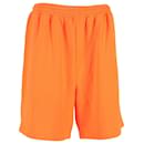 Balenciaga Logo-Embroidered Track Shorts in Orange Polyester