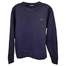 Acne Studios Face-Patch Sweater in Navy Blue Cotton