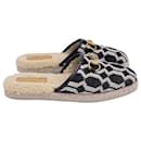 Gucci Fria Shearling Horsebit-Detailed Printed Slippers in Black Canvas
