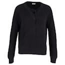 Saint Laurent Rib-Knit Lace-Up Sweater in Black Cotton Wool