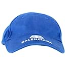 Cappello da baseball con logo Balenciaga in cotone blu