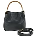 GUCCI Bamboo Shoulder Bag Leather 2Way Black Auth ac2473 - Gucci