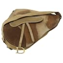 Christian Dior Saddle Shoulder Bag Suede Brown Auth bs9663