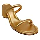 Gianvito Rossi Gold Metallic Leather Two Strap Sandals - Autre Marque