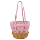 pink/Brown Rattan Bucket Bag - Miu Miu