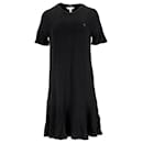 Tommy Hilfiger Damen-T-Shirt-Kleid mit Rüschensaum aus schwarzer Viskose