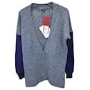 Etro Deep V-neck Sweater in Blue Cashmere