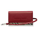 Burberry Red Leather House Check Key Holder