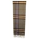 Burberry Check Fringed Scarf in Multicolor Cashmere