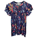 Sea New York Floral Ruffled Blouse in Blue Viscose