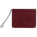 Cartier clutch bag with burgundy leather handle