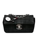 Black Chanel Extra Mini Satin Choco Bar Charms Flap Bag