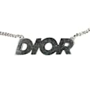 Silver Dior Homme Logo Pendant Necklace
