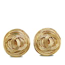 Boucles d'oreilles clips Chanel CC dorées