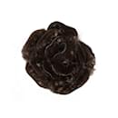 Brown Chanel Rabbit Fur Camellia Lapel Pin