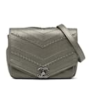 Gray Chanel Mini Embellished Calfskin Chevron Square Envelop Flap Crossbody Bag