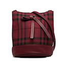 Red Burberry Haymarket Check Bucket Bag