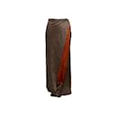 Brown & Orange Dries Van Noten Printed Silk Skirt Size FR 36