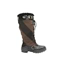 Black & Brown Burberry Shearling-Lined Nova Check Duck Boots Size 39