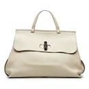 White Gucci Bamboo Daily Satchel