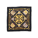 Bufanda de seda estampada Hermes Les Tambours negra y multicolor - Hermès