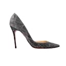 Black & Silver Christian Louboutin Pointed-Toe Pumps Size 38