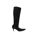 Black Gucci Pointed-Toe Suede Knee-High Boots Size 39