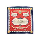 Red & Multicolor Hermes Louveterie Royale Print Silk Scarf - Hermès