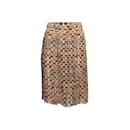 Vintage Brown & Multicolor Prada 1990s Silk Printed Skirt Size EU 40