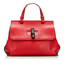 Red Gucci Small Bamboo Daily Satchel