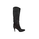 Black Sergio Rossi Suede Pointed-Toe Knee-High Boots Size 39