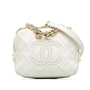 White Chanel Studded CC Camera Bag Satchel