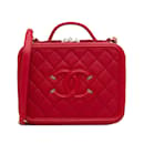 Cartable rouge Chanel Small Caviar CC Filigree Vanity Bag