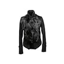 Black Donna Karan Suede & Goat Fur Jacket Size US 4