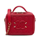 Borsa a tracolla Vanity in filigrana CC piccola caviale rossa Chanel