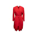 Vintage Red James Galanos Silk Scalloped Hem Dress Size L - Autre Marque
