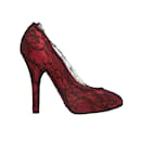 Red & Black Dolce & Gabbana Satin & Lace Pumps Size 38