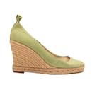 Tamaño de cuñas de alpargata Christian Louboutin verde y beige 37