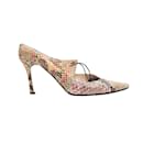 Pink & Multicolor Chanel Snakeskin Pointed-Toe Heels Size 37