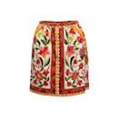 Vintage Orange & Multicolor Emilio Pucci 60s Floral Print Velvet Skirt Size S
