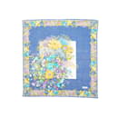 Écharpe en lin à imprimé floral Gucci bleue et multicolore