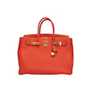 Capucina Vermelha Hermes Togo 35 Bolsa Birkin - Hermès