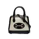 White Gucci Mini Bicolor Horsebit 1955 Top Handle Bag Satchel