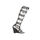 Sandálias de cunha gladiadora Chanel pretas na altura do joelho Tamanho 37