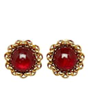 Red Chanel CC Rhinestone Clip on Earrings