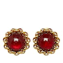 Pendientes de clip con diamantes de imitación CC de Chanel rojos