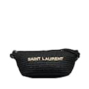 Bolso de hombro negro con logo Saint Laurent Le Raffia